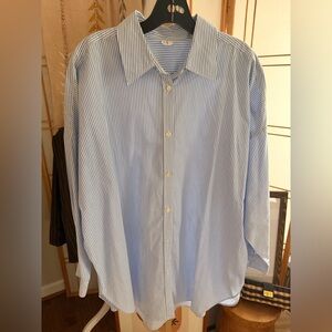 ARKET Blue & White Striped Cotton Button-Up Shirt Blouse Size 40 (US M)